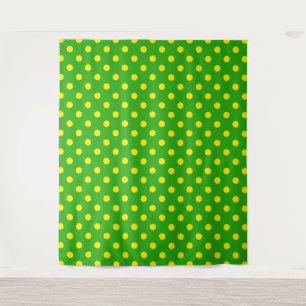 Yellow On Green Polka Dots Pattern Design  Tapestry