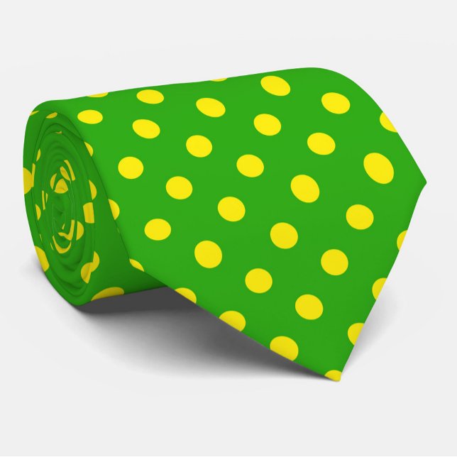 Yellow On Green Polka Dots Pattern Design  Tie (Creator Uploaded)