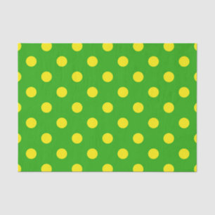 Yellow On Green Polka Dots Pattern Design  Tissue Paper