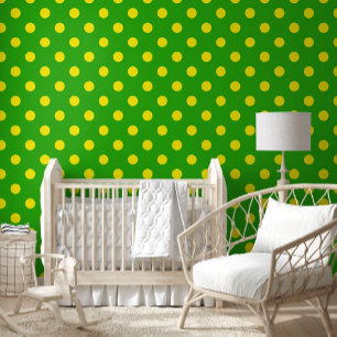 Yellow On Green Polka Dots Pattern Design  Wallpaper