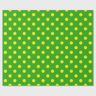Yellow On Green Polka Dots Pattern Design Wrapping Paper