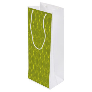 Yellow On Grey Optical Waves Repeat Pattern Wine Gift Bag
