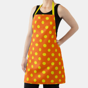 Yellow On Orange Polka Dots Pattern Design Apron
