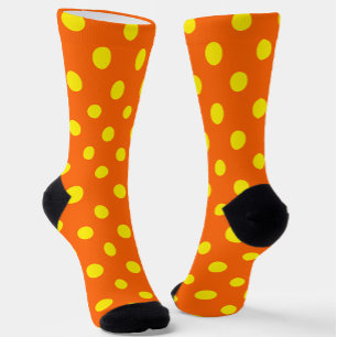 Yellow On Orange Polka Dots Pattern Design Socks