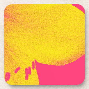 yellow on pink amaryllis closeup coaster