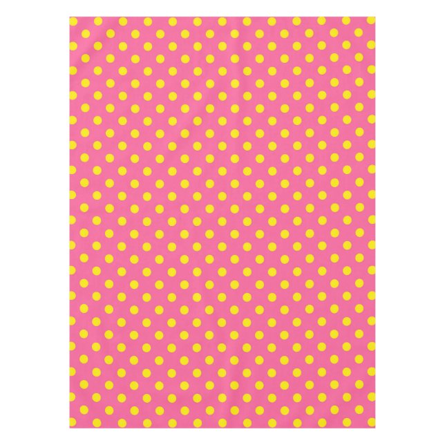 Yellow On Pink Polka Dots Pattern Design Tablecloth (Front)