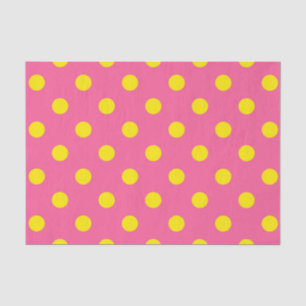 Yellow On Pink Polka Dots Pattern Design Tissue Paper
