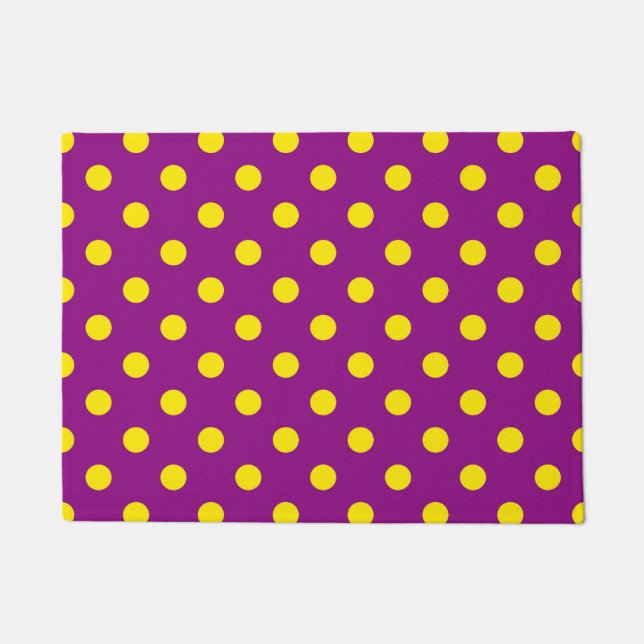 Yellow On Purple Polka Dots Pattern Design Doormat (Front)