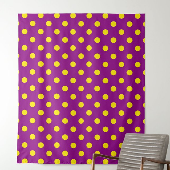 Yellow On Purple Polka Dots Pattern Design Fabric (Creator Uploaded)