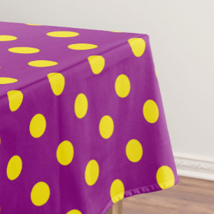 Yellow On Purple Polka Dots Pattern Design Tablecloth