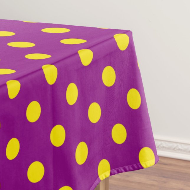 Yellow On Purple Polka Dots Pattern Design Tablecloth (Creator Uploaded)