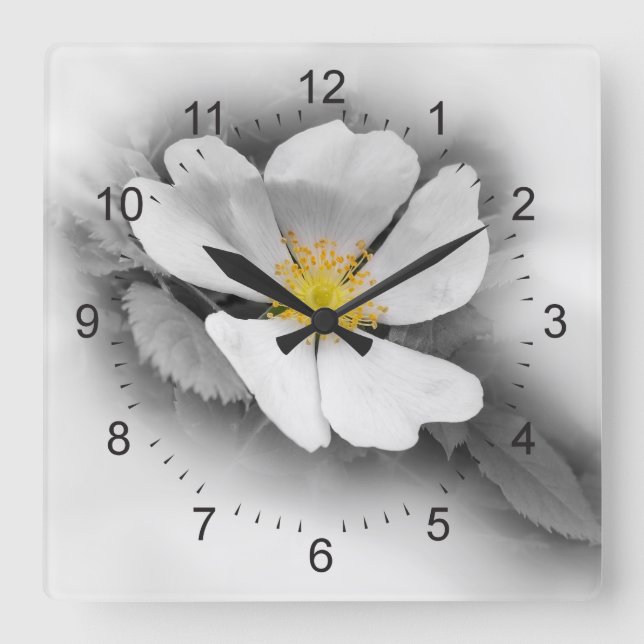 yellow on shades of grey square wall clock (Front)