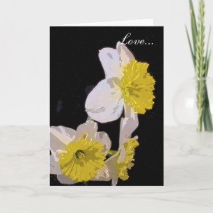 Yellow on White Water Colour Daffodil Holiday Card