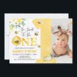 Yellow One Floral Honey Bee First Bee-day Birthday Invitation<br><div class="desc">Yellow One Floral Honey Bee First Bee-day Birthday Invitation

Sweet bumble or honey bee themed first birthday invitation for a little girl featuring a mostly yellow floral arrangements and five cute bumble bees,  a large yellow watercolor one and an area for your little girls photo.</div>