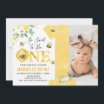Yellow One Floral Honey Bee First Bee-day Birthday Invitation<br><div class="desc">Yellow One Floral Honey Bee First Bee-day Birthday Invitation

Sweet bumble or honey bee themed first birthday invitation for a little girl featuring a mostly yellow floral arrangements and five cute bumble bees,  a large yellow watercolor one and an area for your little girls photo.</div>