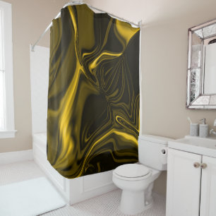 Yellow or gold curves in brown image shower curtain