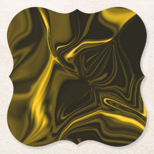 Yellow or gold curves on some brown image paper coaster