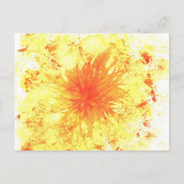 Yellow Orange Abstract Art Watercolour Wash Flower Postcard (Front)