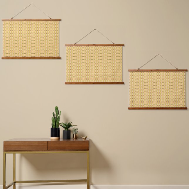 Yellow, orange, and brown sheets of wrapping paper hanging tapestry (Asymmetrical)