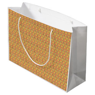 Yellow, orange, and brown wrapping paper sheets ar large gift bag