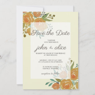 Yellow Orange and Cream Floral Wedding Save The Date