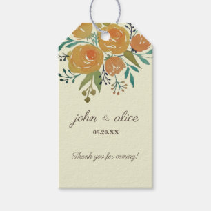 Yellow Orange and Cream Floral Wedding Thank You Gift Tags