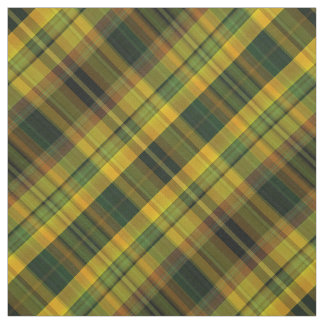 Yellow, orange and green check tartan fabric