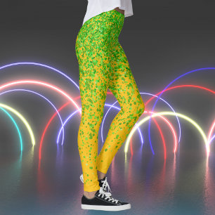 Yellow Orange and Green Freckles Print Leggings