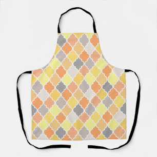 Yellow, orange and grey quatrefoil pattern apron