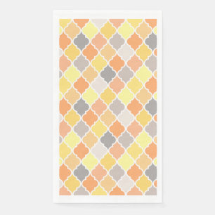 Yellow, orange and grey quatrefoil pattern napkin
