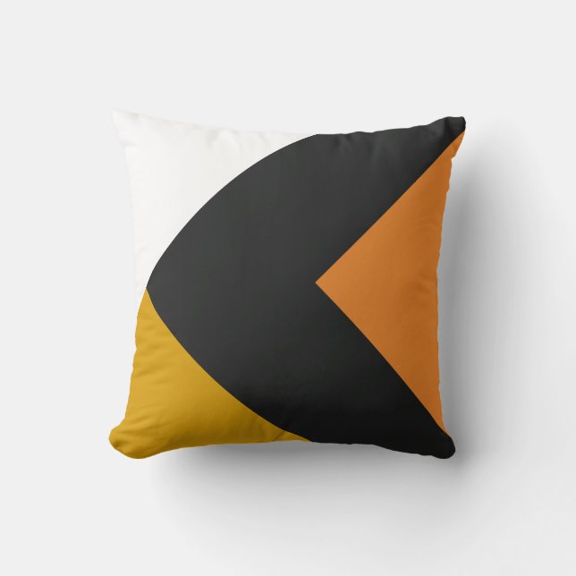Yellow Orange and Grey Triangles Cushion (Front)