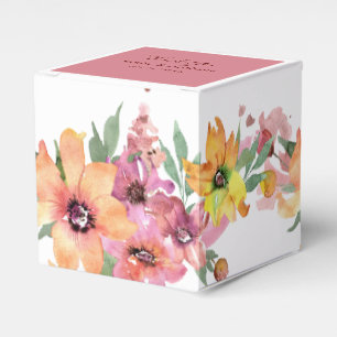 Yellow, Orange And Pink Florals Wedding Favour Box
