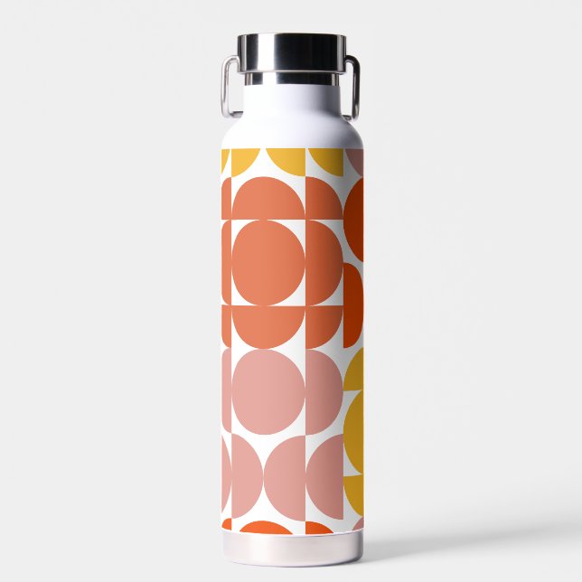 Yellow, Orange and Pink Mid-Century Style Water Bottle (Front)