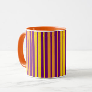 Yellow Orange and Purple Vertical Stripes Pattern Mug