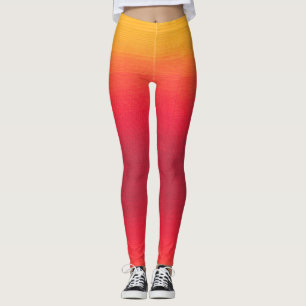 Yellow, Orange and Red Ombre Style Leggings