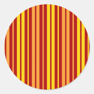 Yellow Orange and Red Vertical Stripes Pattern  Classic Round Sticker