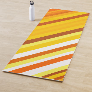 Yellow, Orange and White Sunset-Inspired Stripes Yoga Mat