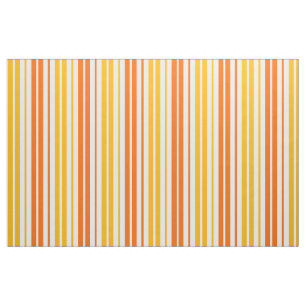 Yellow Orange and White Vertical Stripes Pattern Fabric