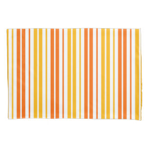 Yellow Orange and White Vertical Stripes Pattern Pillowcase