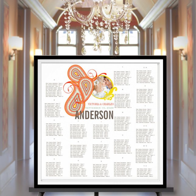 Yellow Orange Aqua Mint Persimmon Paisley Wedding Poster (Creator Uploaded)