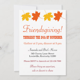 Yellow Orange Autumn Leaves Friendsgiving Invitation