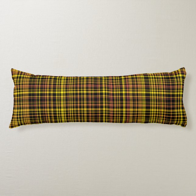 Yellow Orange Black Plaid Pattern Body Cushion (Front)