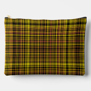 Yellow Orange Black Plaid Pattern Large Accessory Pouch