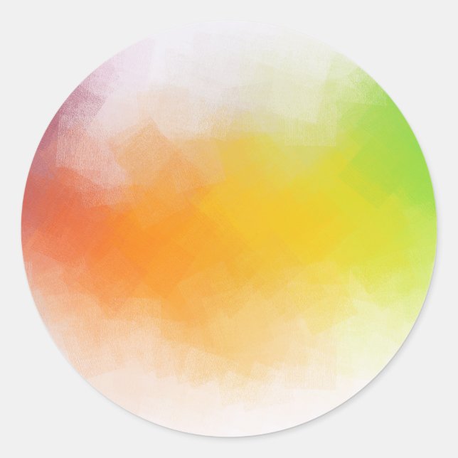 Yellow Orange Blue Green Pink Red Abstract Artwork Classic Round Sticker (Front)