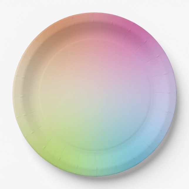 Yellow Orange Blue Green Pink Red Purple Custom Paper Plate (Front)