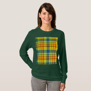 Yellow Orange Blue Plaid Tartan Design T-Shirt