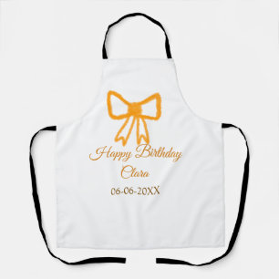 Yellow orange bow watercolor retro happy birthday apron