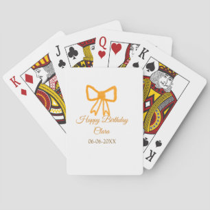 Yellow orange bow watercolor retro happy birthday playing cards