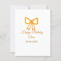 Yellow orange bow watercolor retro happy birthday