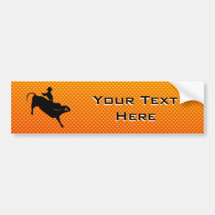 Yellow Orange Bull Riding Bumper Sticker